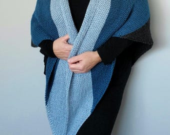 Patrón para tejer un chal para el porche trasero: Punto bobo para principiantes (patrón en PDF)