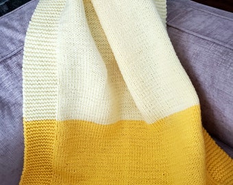 Two-Tone Knit Baby Blanket Pattern: Beginner Friendly (PDF Pattern)