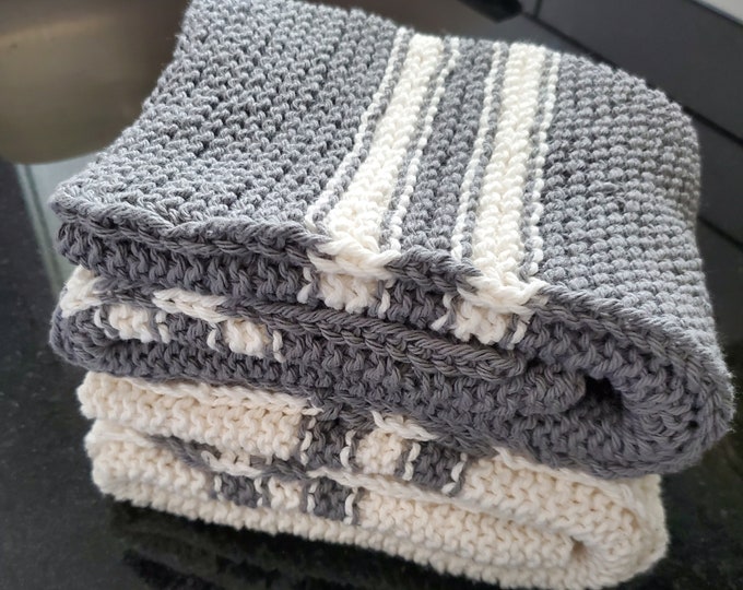 KNITTING PATTERN Cotton Knit Dish Towel Retro Dish Towel Etsy