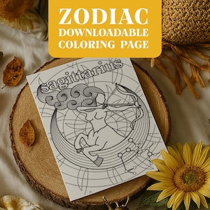 Sagittarius Zodiac Colouring Page – Printable Astrology Art for Adults – Digital Download in A4 A3 Letter + Bonus Zodiac Prints