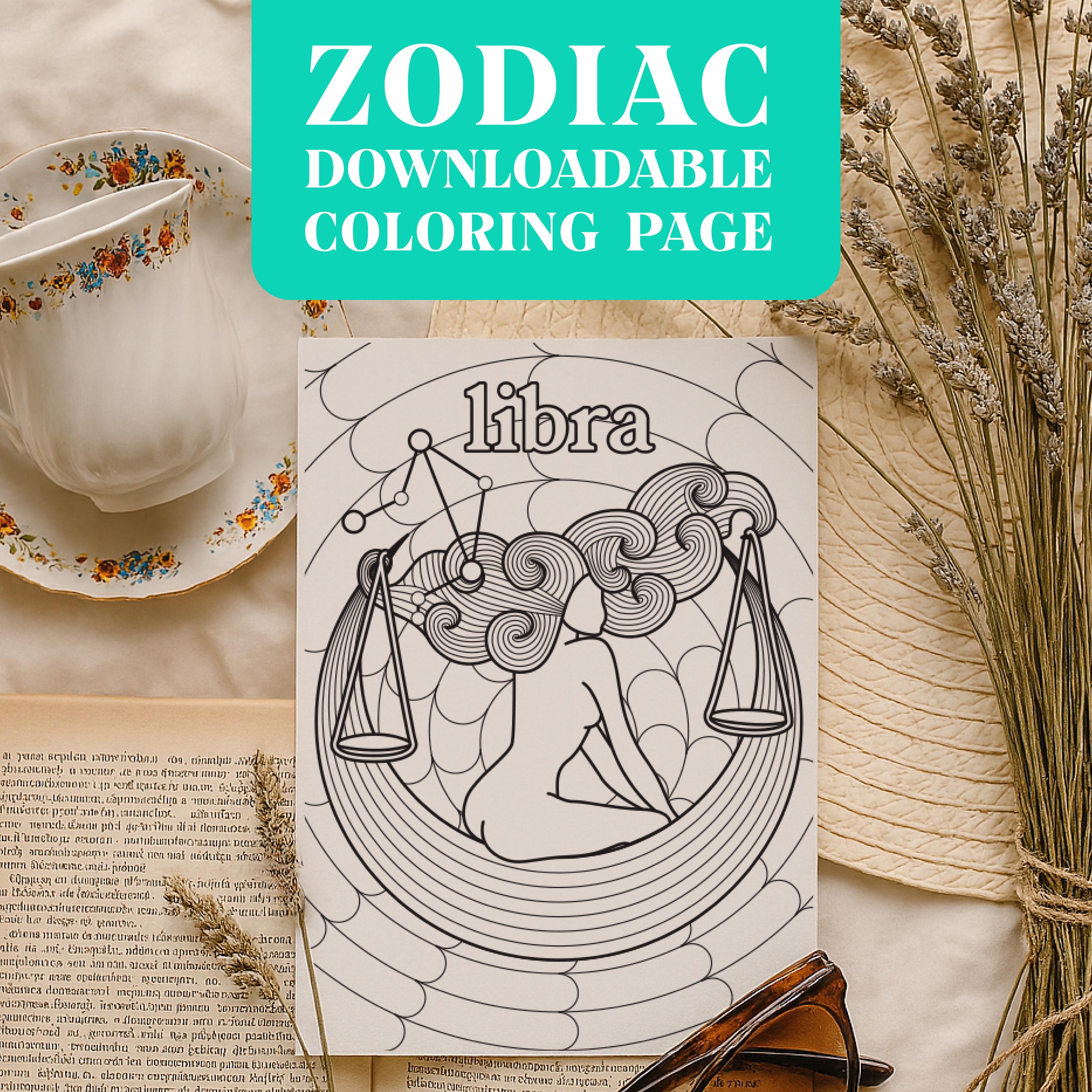 Libra Zodiac Coloring Page: Printable Astrology Art (a4/a3/letter ...