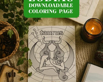 Taurus Zodiac Coloring Page: Astrology Art Print (Digital Download A4/A3/Letter + Bonus Prints)