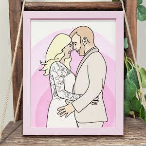 AANGEPASTE GEKLEURDE TEKENING | Aangepast portret, kunsttekening van foto, aangepaste illustratie, familieportret, klaar om af te drukken, lijnillustratie