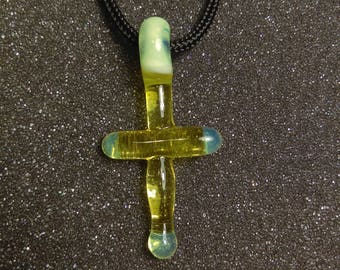 Yellow x Green Slyme Glass Cross Pendant