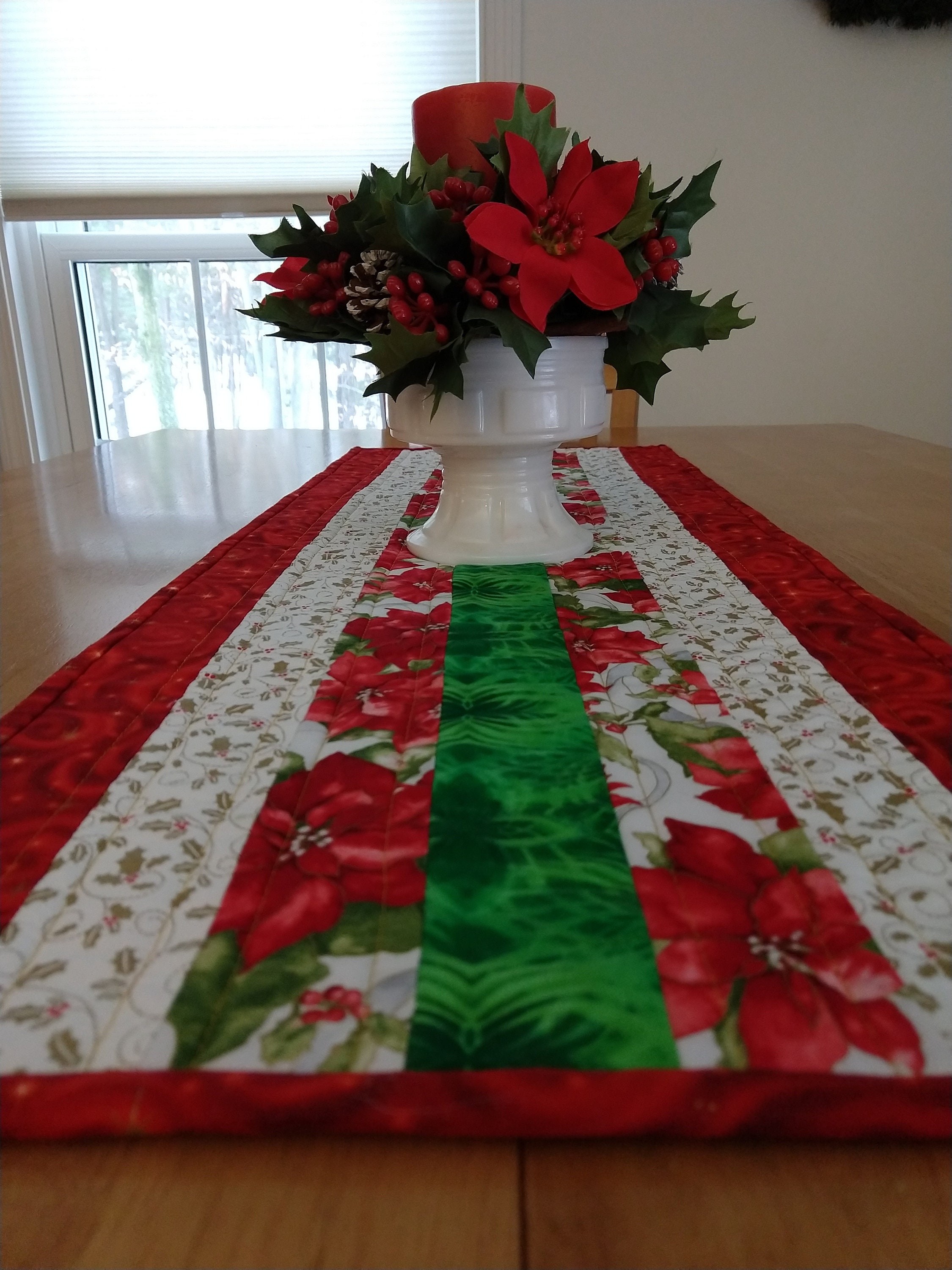 Quilted Christmas Table Runner Holiday Table Decor Etsy