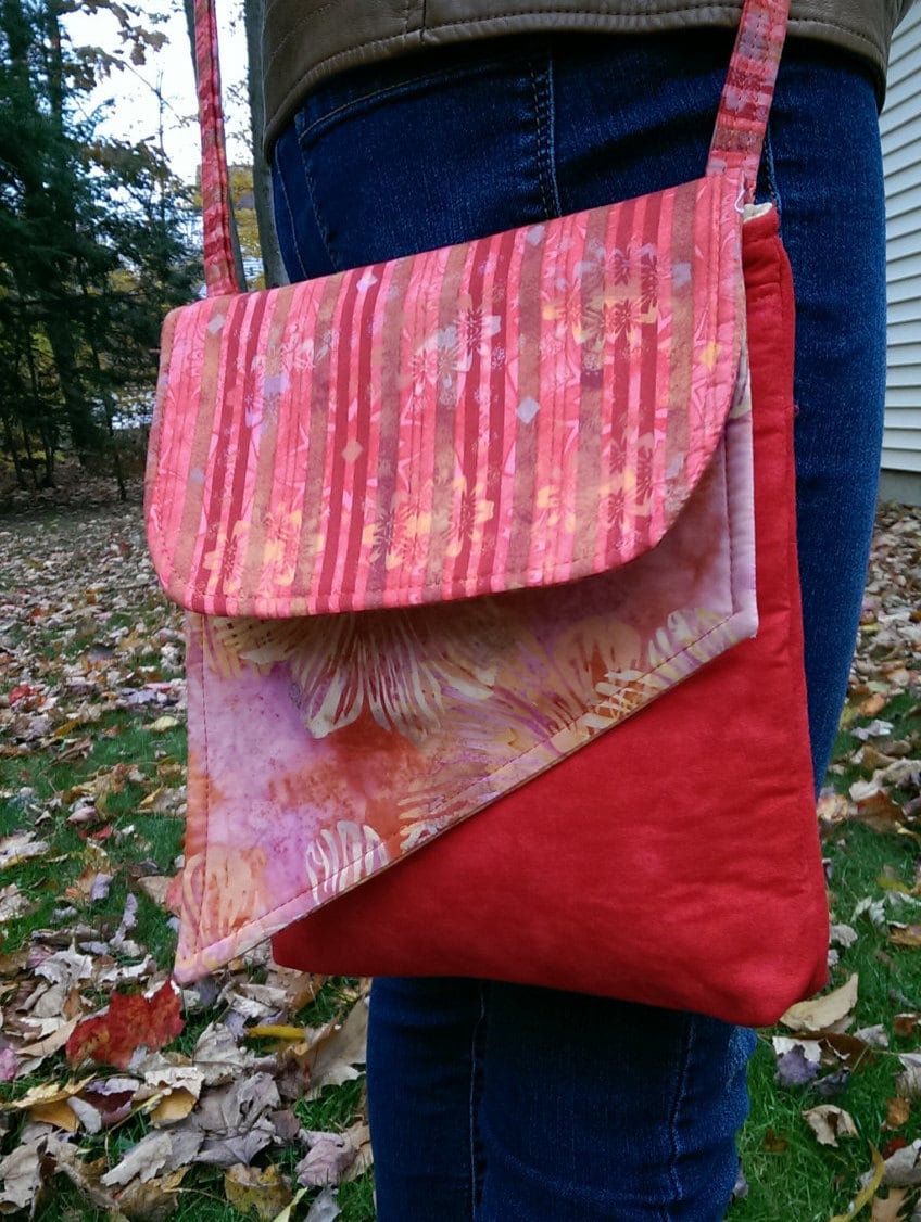 Crossbody Purse Flip Flap Bag Red Fabric Hidden Pocket Extra | Etsy