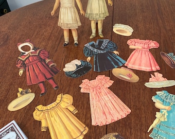 Vintage German paper dolls with Victorian outfits ephemera