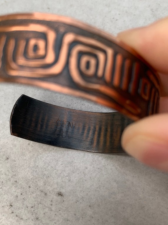 Vintage solid copper abstract design cuff bracele… - image 5
