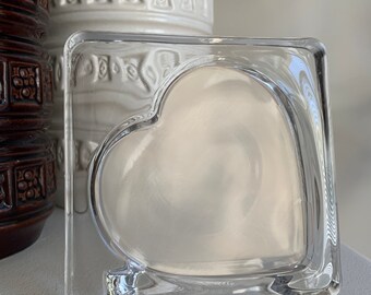 Lovely vintage Japanese crystal photo frame heart design heavy glass