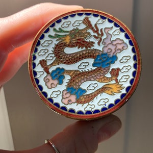 Caixa redonda revestida com esmalte cloissone Vintage Dragon