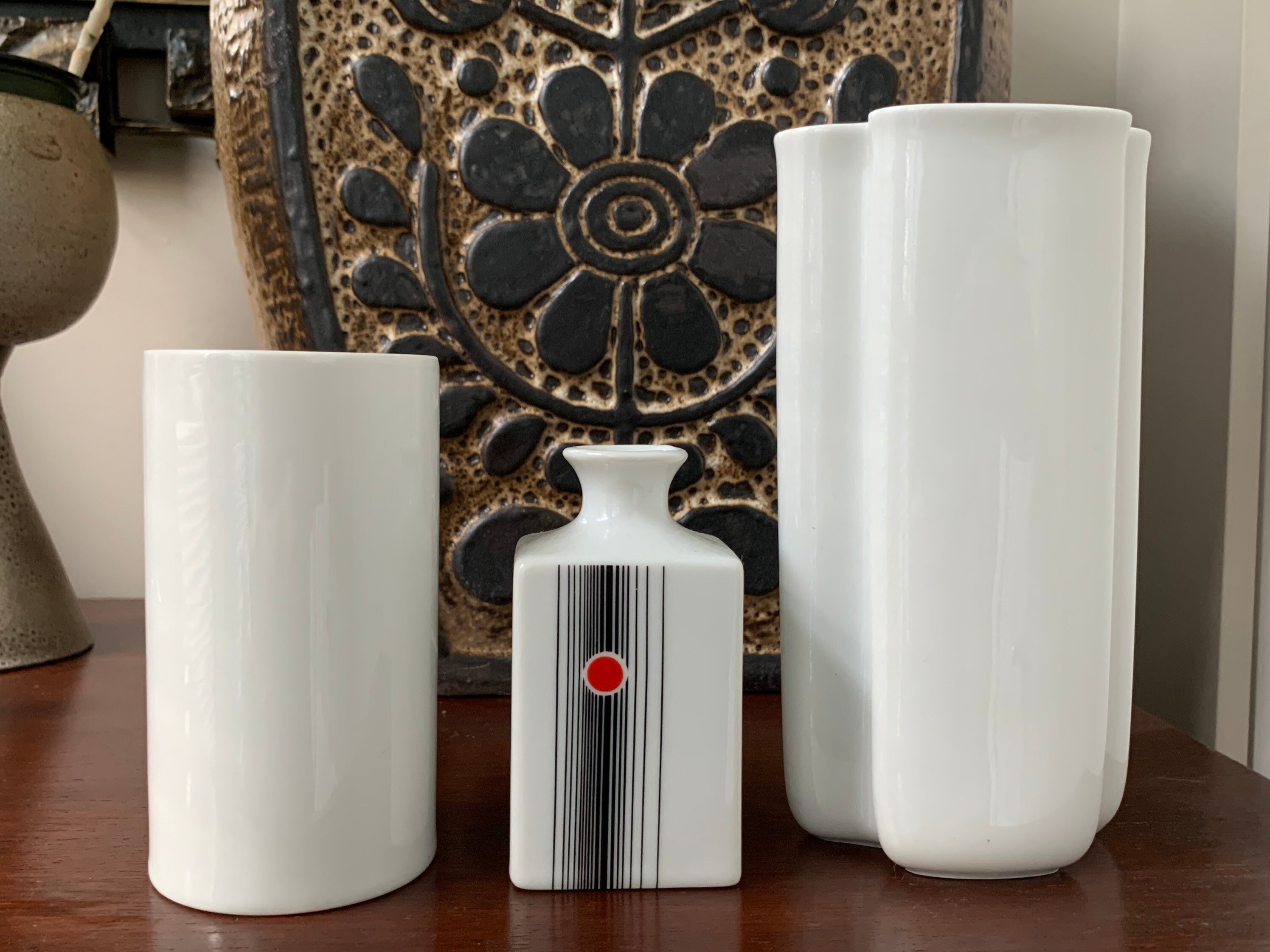 エレガントなヴィンテージ磁器花瓶3個セット 1980年代の洗練された