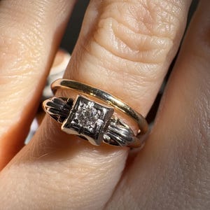 Spectacular vintage Bridal Wreath 14k 18k two tone diamond ring USA