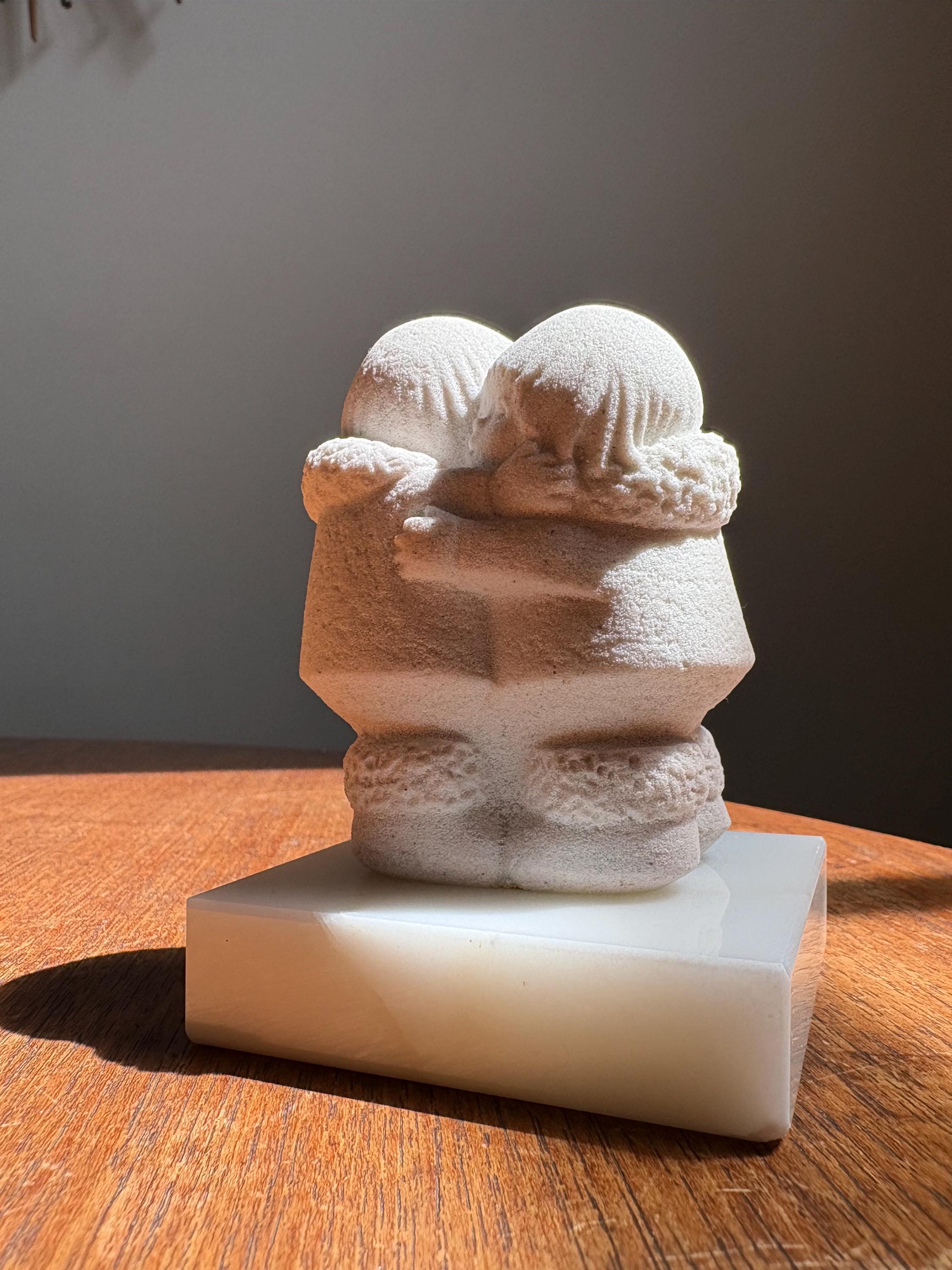 Vintage Marbell Stone Art From Belgium Hug or Embrace Sculpture