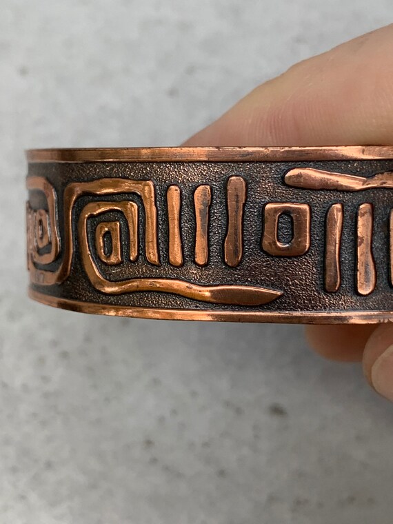 Vintage solid copper abstract design cuff bracele… - image 3