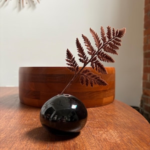 Vintage studio pottery ikebana orb vase hand thrown signed MB