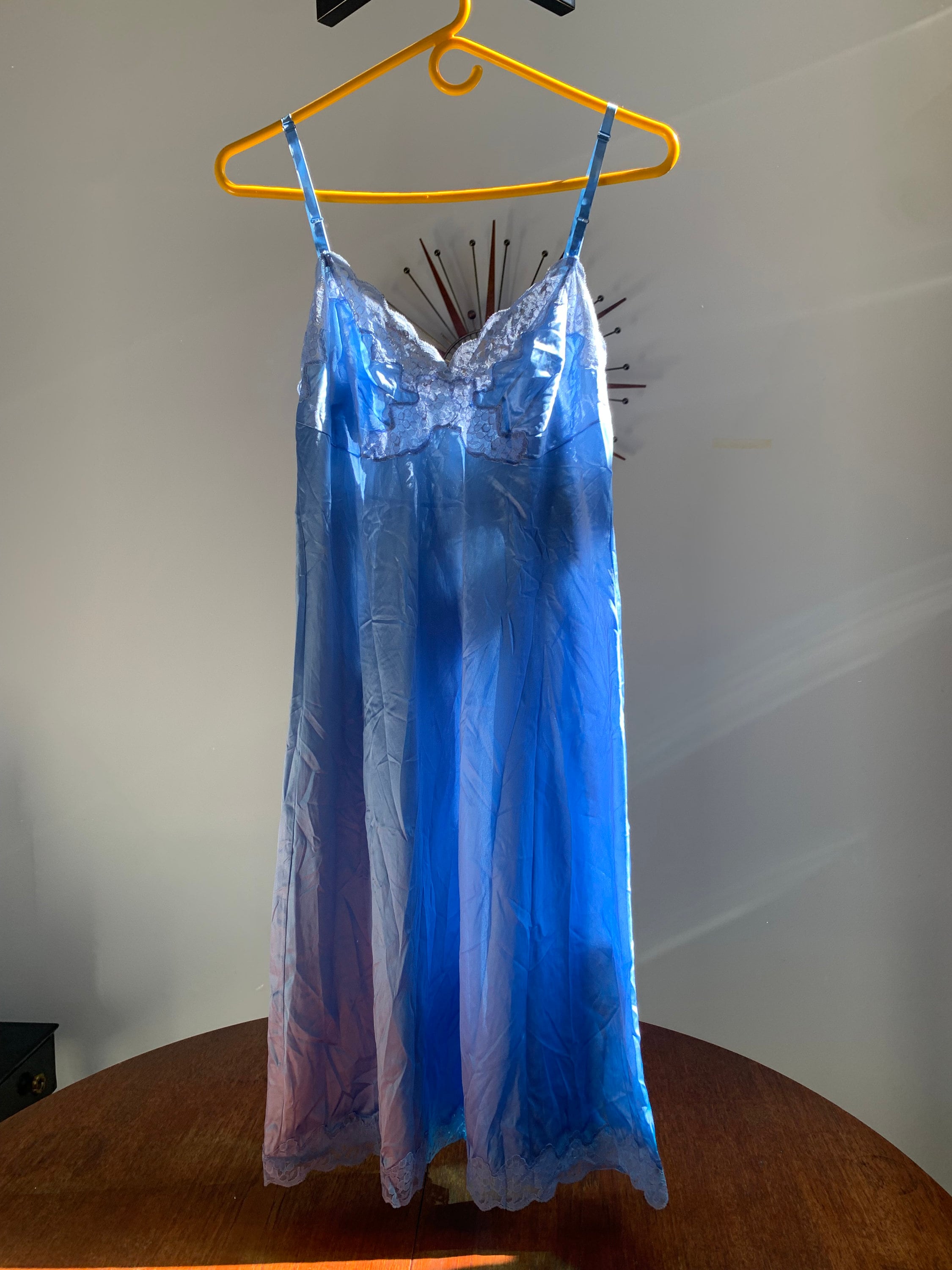 Vintage Cornflower blue slip with lace details CAN