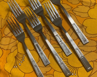 Mid Century Korean stainless steel flatware set for 6