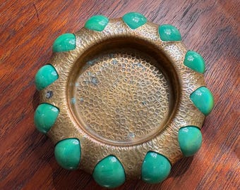 1930s Vintage Fisher Jewel Tray Pat 99857 with Turquoise Marbles