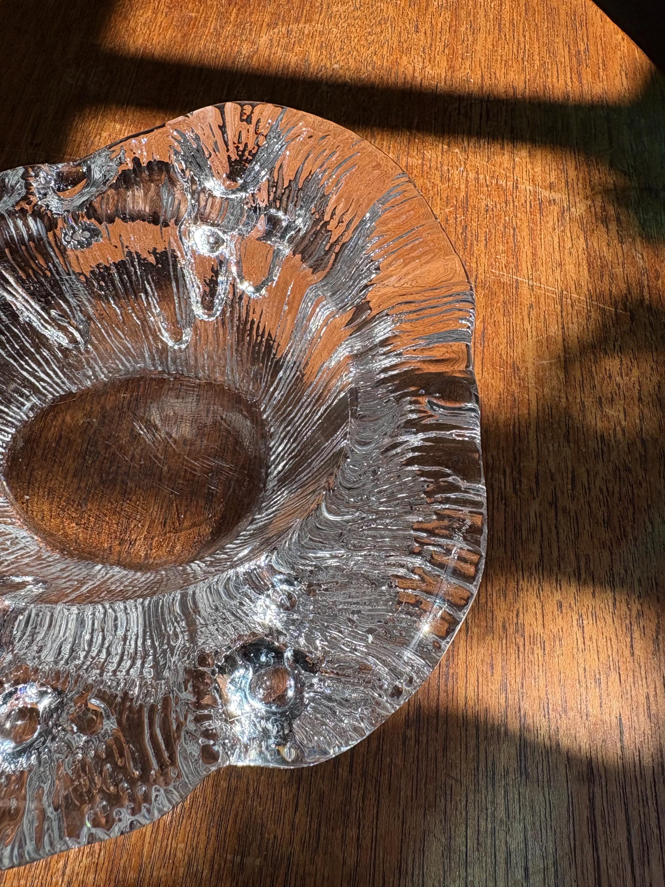Vintage Blenko 'melting Ice' Heavy Glass Dish Design Don Shepherd