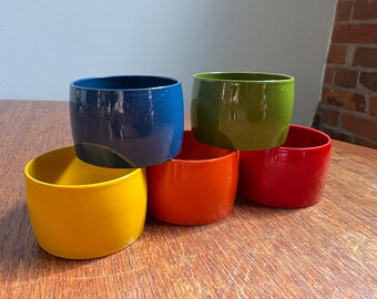 Vintage Japanese Lacquer napkin rings primary colours set of five