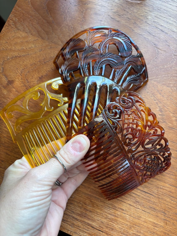 Vintage Faux Tortoise Shell Celluloid Mantilla Hair Comb Lot  display picture 2
