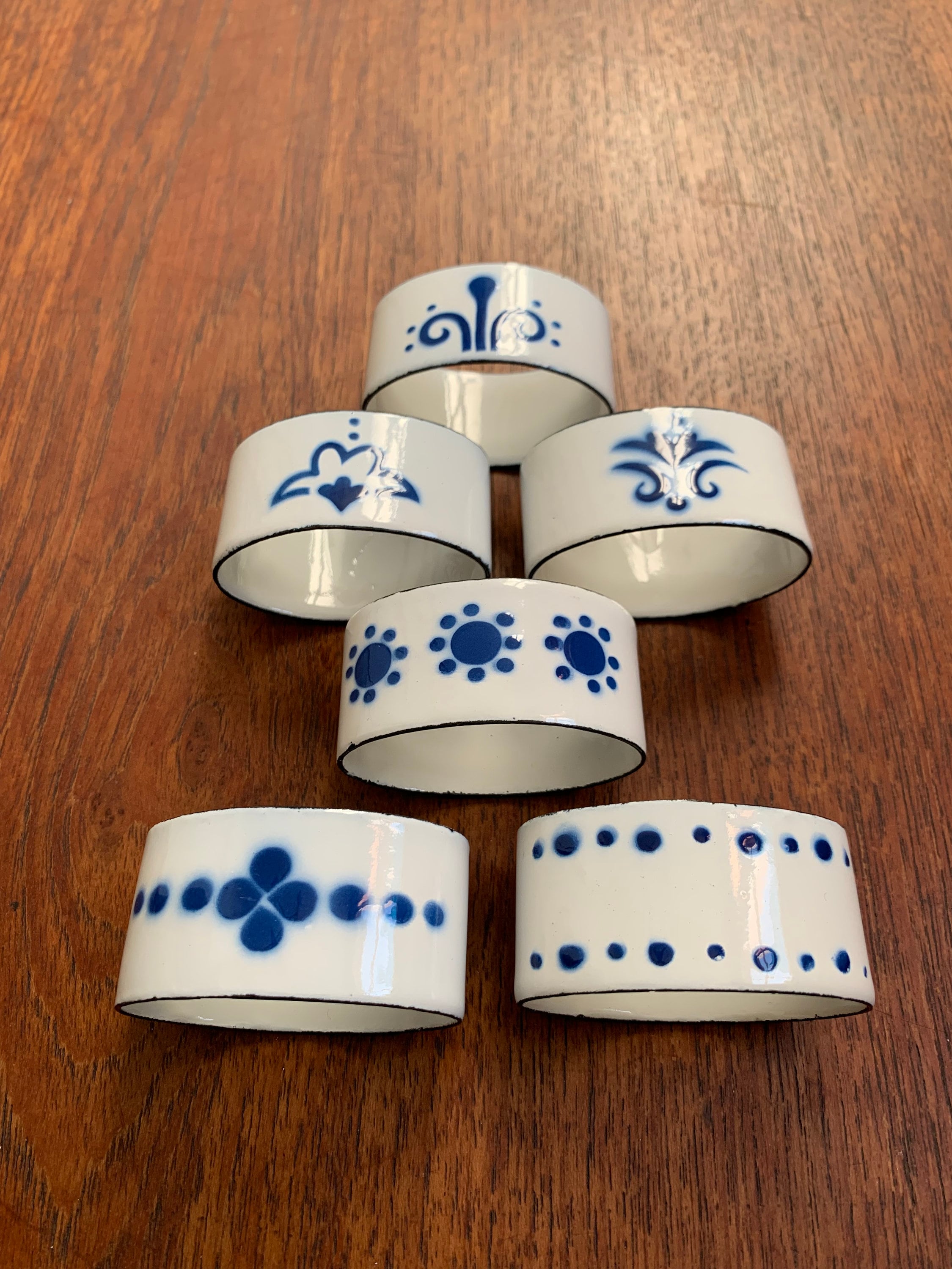 Ikea enamel Heder napkin rings blue white Etsy Italia