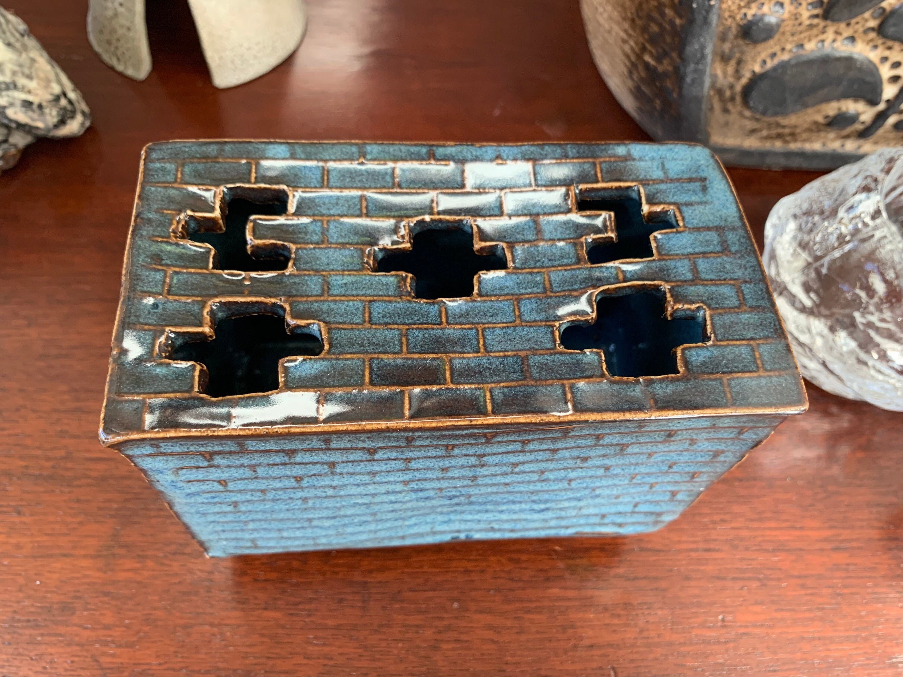 Brutalist Slab Ikebana Style Vase With Multiple Openings Brick Etsy