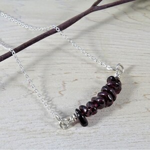 Natural Garnet Necklace | January Birthstone Necklace | Garnet Bar Necklace | Valentines Day Gift