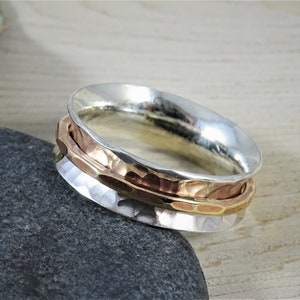 Womens Mens Spinner Ring | Silver Fidget Ring | Worry Ring for Anxiety | Meditation Ring | Figet Figit Ring | ADHD Jewelry | Spin Spinning