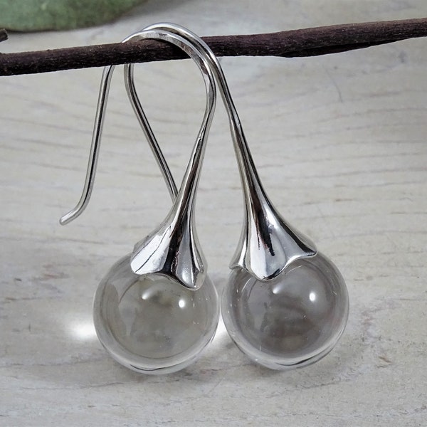 Crystal Drop Earrings | Crystal Ball Earrings | Clear Quartz Earrings | Rock Crystal Glass | Orb Earrings | Quartz Jewelry | Pools of Light