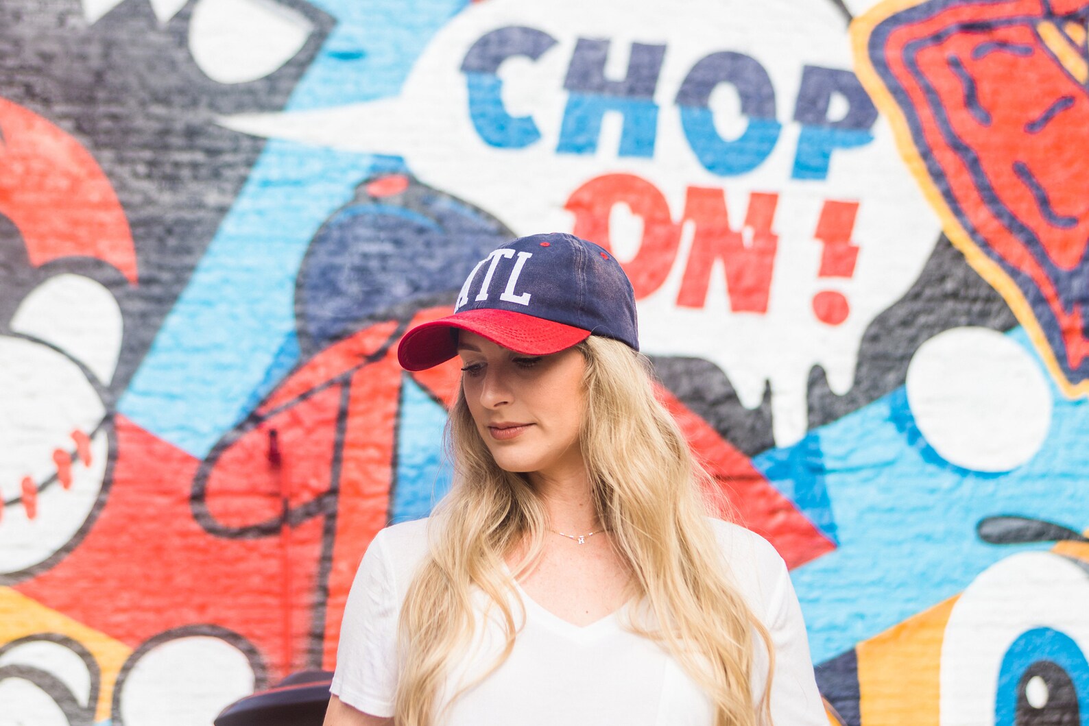 Navy With White ATL Letters and Red Bill Handmade ATL Atlanta Baseball ...