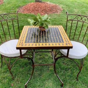 Handcrafted Moroccan Mosaic & Heavy Wrought Iron 3-Piece Bistro Set