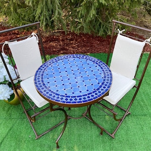 Moroccan Mosaic & Heavy Wrought Iron Bistro 3 piece set
