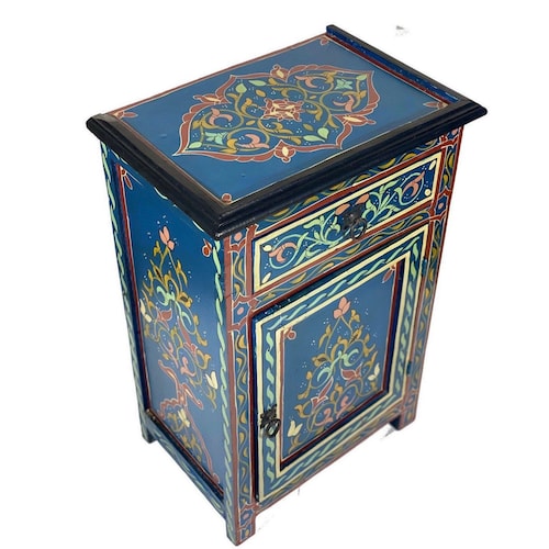 Arabesque Wooden Storage/end Table Moroccan by Mediterranean Etsy