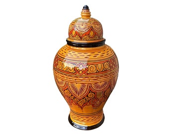Oversized Ceramic Moroccan Floor Vase w/Lid  20 inch Handcrafted by Mediterranean Imports