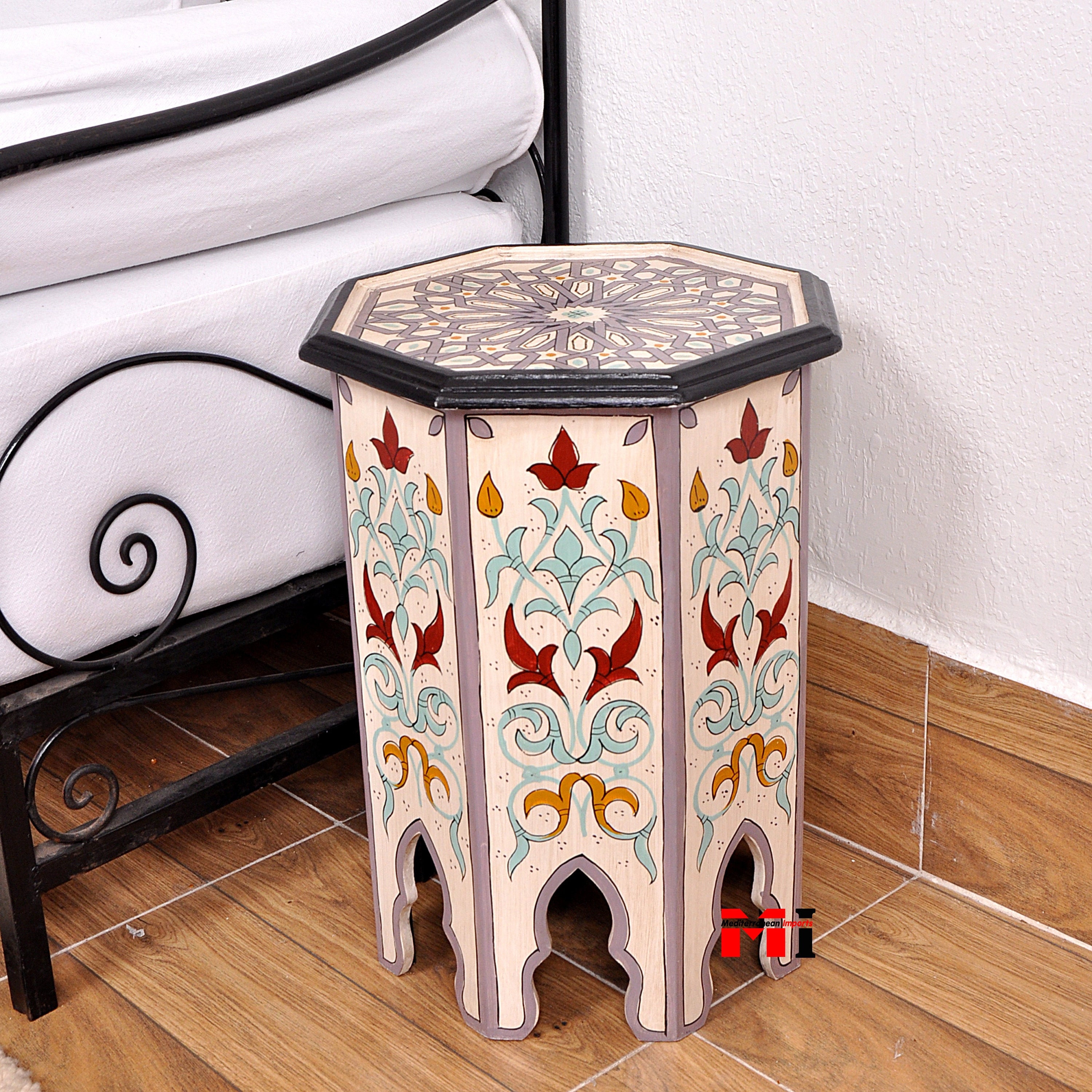 ヴィンテージ　MOROCCAN side table Vintage Coffee & End Table, Moroccan Mosaic Wood Side Table