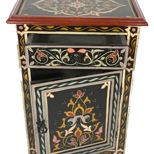 Black Friday!  Hand Painted Arabesque Wooden Storage/End Table 26 inch by Mediterranean Imports Guarantee Delivery Before Christmas