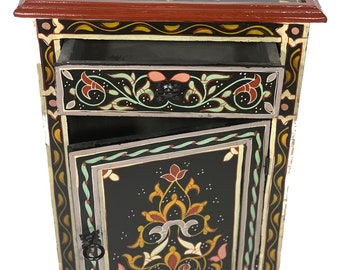 AMIRA Hand Painted Arabesque Wooden Storage/End Table 26 inch by Mediterranean Imports