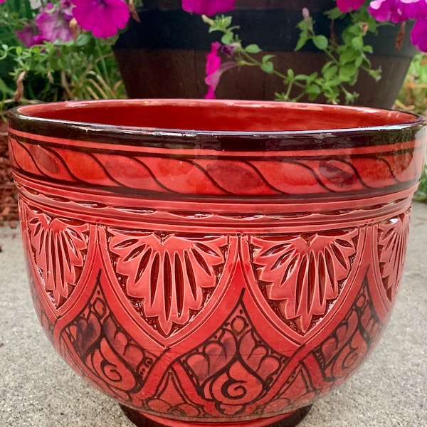 Top Seller! AMIRA Handcrafted Mediterranean Decorative Ceramic Planter 10.5 Inch (Morocco)