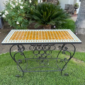 Zara Indoor/Outdoor Authentic Moroccan Mosaic Zellige & Iron Side Table