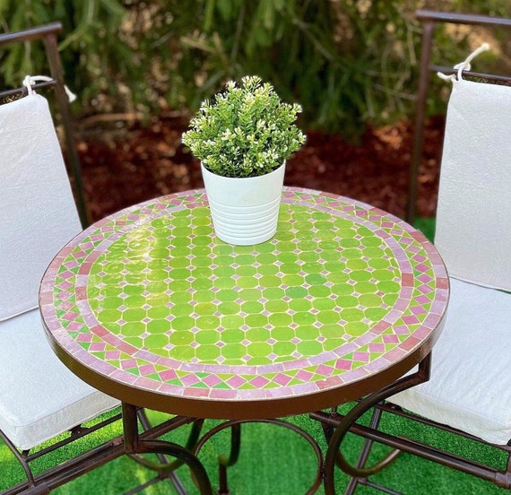 Black Friday Authentic Moroccan Mosaic Heavy Wrought Iron Bistro Table Set chairs Included Etsy