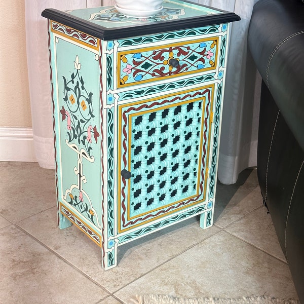 Arabesque Wooden Storage/End Table Moroccan by Mediterranean Imports