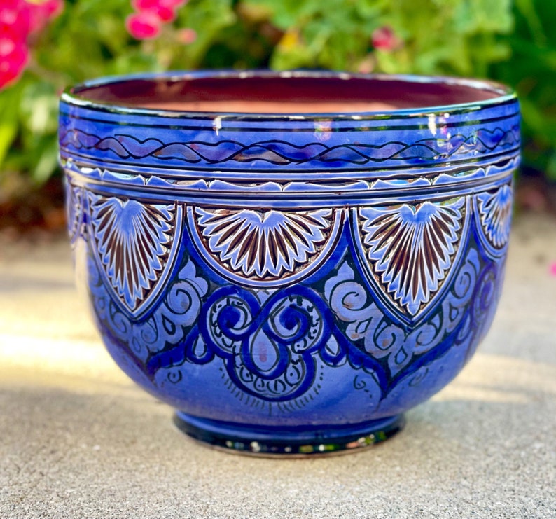 Top Seller AMIRA Handcrafted Mediterranean Decorative Planter 10.5 Inch Morocco Labor day sale image 1