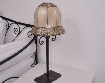 Amira Moroccan Artisan Handcrafted Natural Leather & Iron  20 inch Table Lamp/ floor lamp