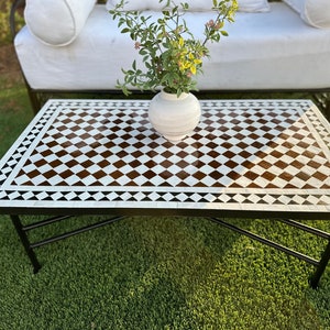 Zara Indoor/Outdoor Authentic Moroccan Mosaic Zellige & Iron Coffee Table