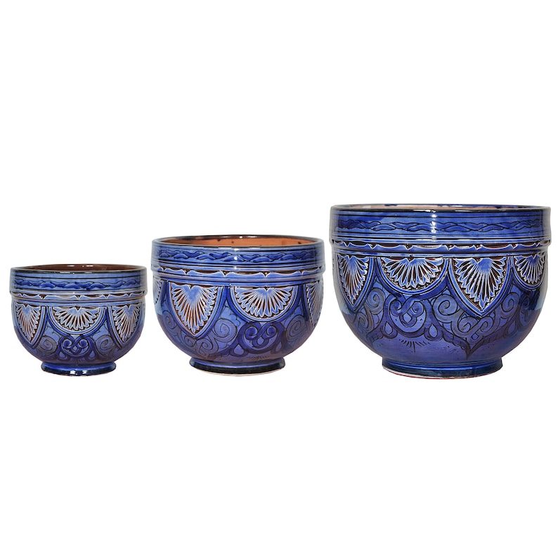 Top Seller AMIRA Handcrafted Mediterranean Decorative Planter 10.5 Inch Morocco Labor day sale Set of 3 inches