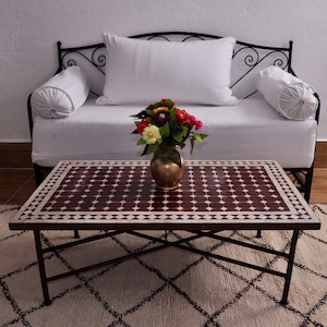 Zara Indoor/Outdoor Authentic Moroccan Mosaic Zellige & Iron Coffee Table