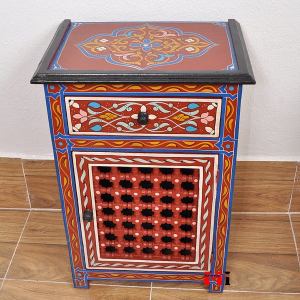 Arabesque Wooden Storage/End Table Moroccan by Mediterranean Imports