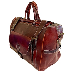 Full Grain Top Quality Brown leather Unisex Duffel Bag/Carry On Bag