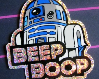 R2D2 Glitter Sticker 3" Star Wars R2-D2 Decal For Skateboard, Laptop, Car Window